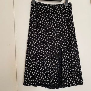 Hollister black and white floral midi skirt